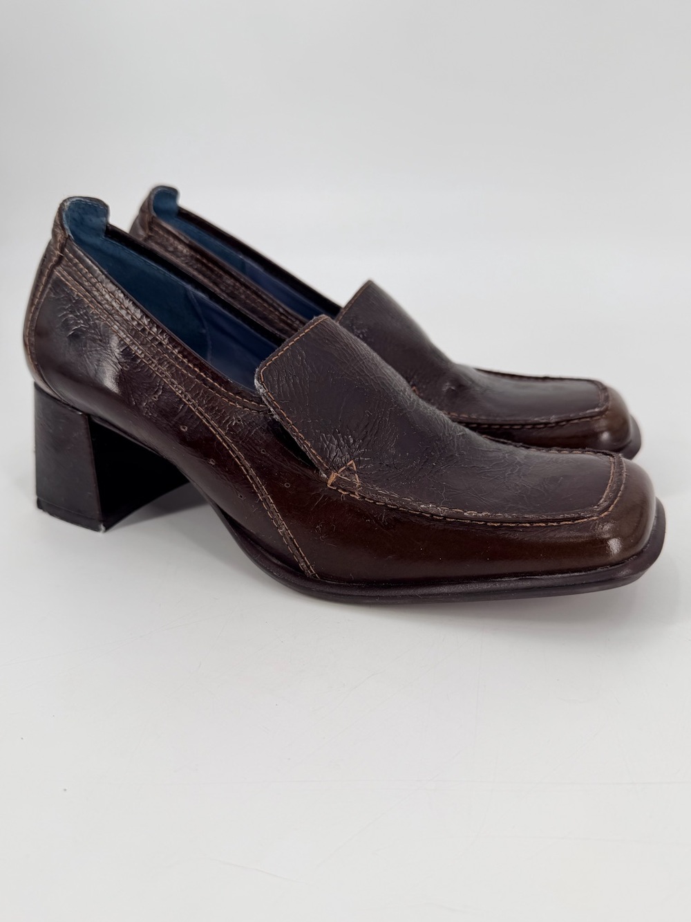 Vintage Y2K Steve Madden Patent Leather Chunky Heel Loafers 8